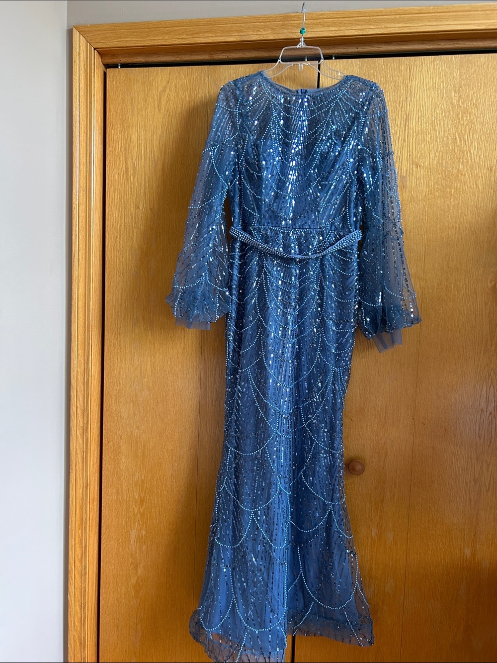 SHEIN Blue Beaded Maxi Dress